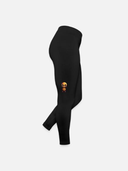 Halloween Alien - Orangefarbener Außerirdischer - Frauen Jersey Leggings - Schwarz - Rechts