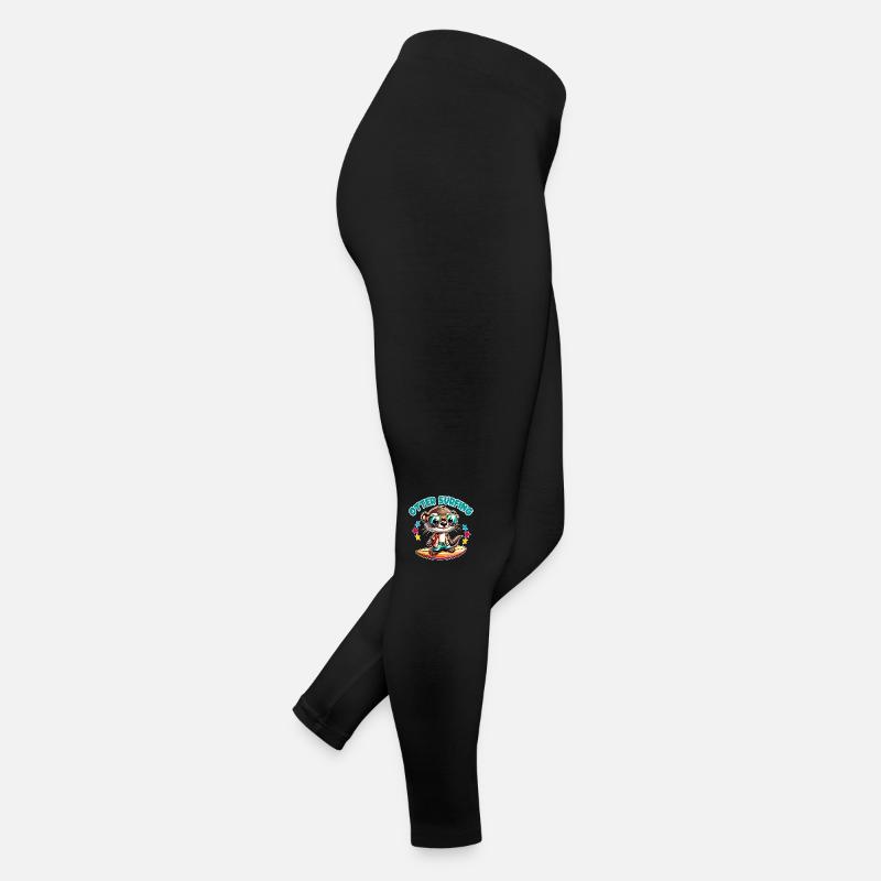 Funny surfing otter with sunglasses Women’s Jersey Leggings