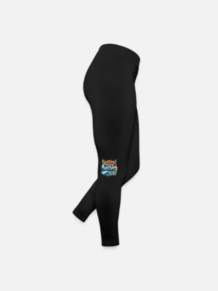 Surfing is My Wave of Life – Surfer & Ocean - Women’s Jersey Leggings - black - Right