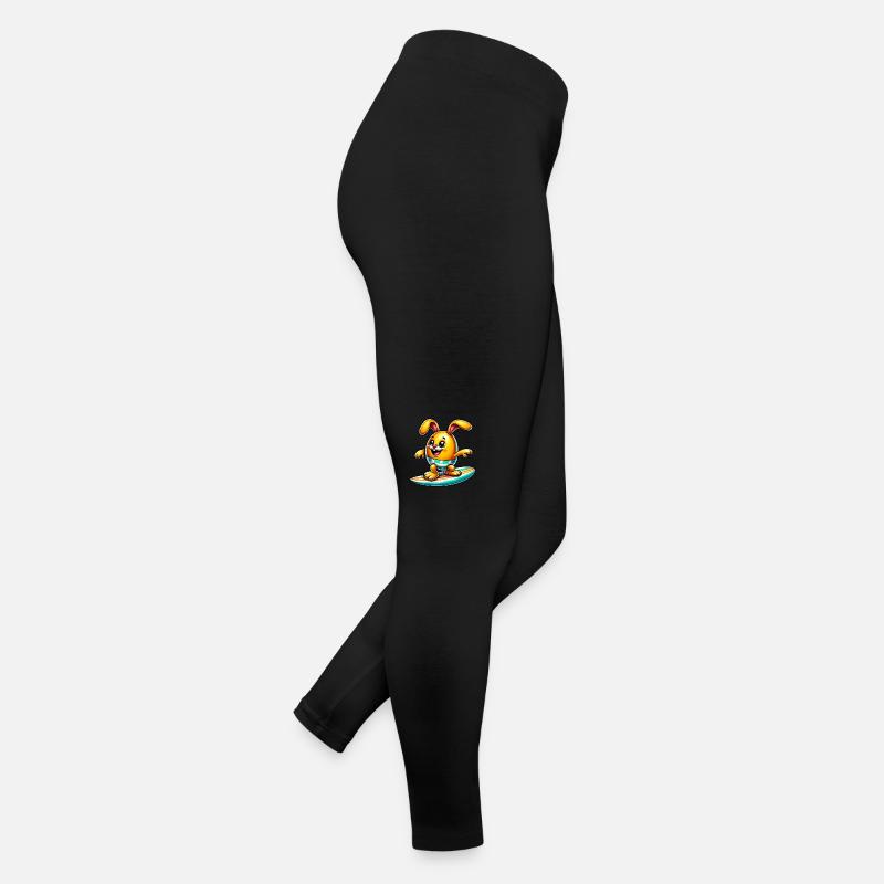 Oeuf de Pâques Oeuf de Pâques Lapin de Pâques Surfeur jaune Legging en jersey Femme