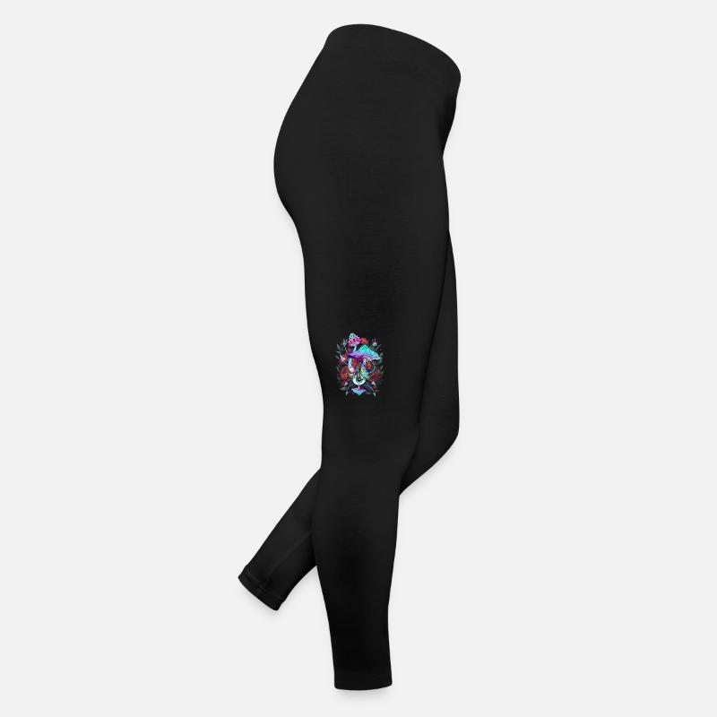 Psychedelic Mushroom - Eyes Art with Flowers Women’s Jersey Leggings