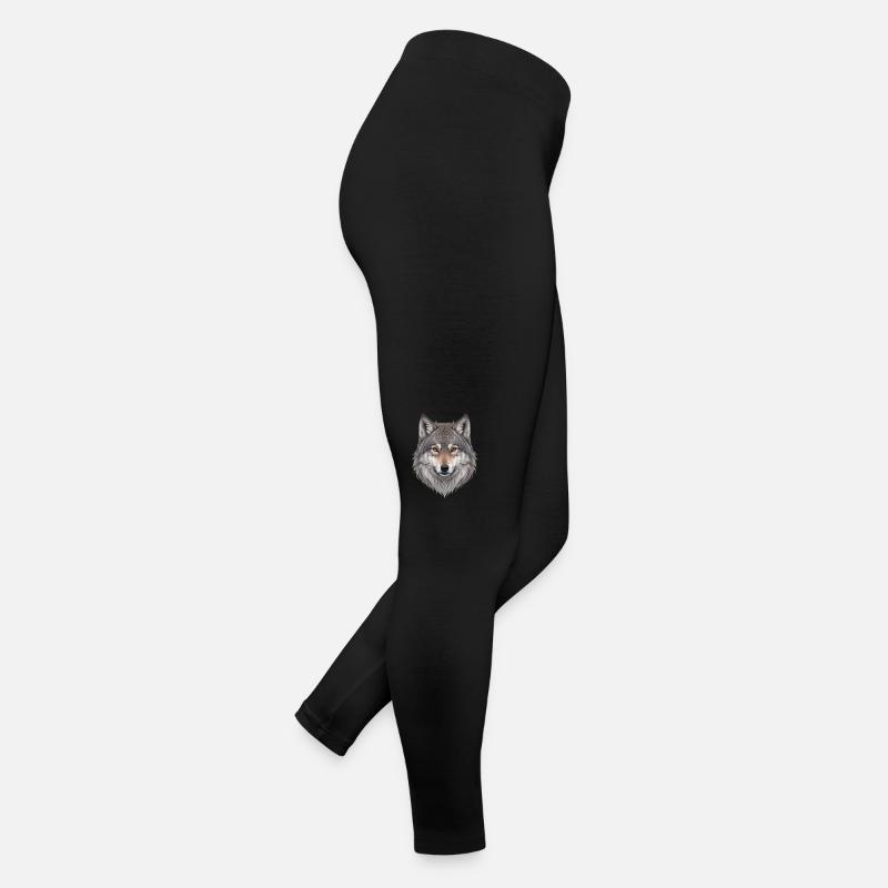 Wolf Head - Women’s Jersey Leggings - black