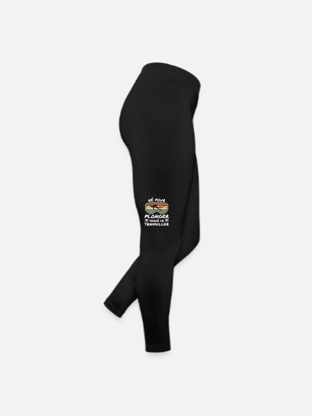 Born to dive forced to work - Women’s Jersey Leggings - black - Right