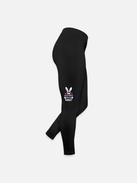 Quelqu’un a dit café ? Lapin de Pâques Humour - Legging en jersey Femme - noir - Droite