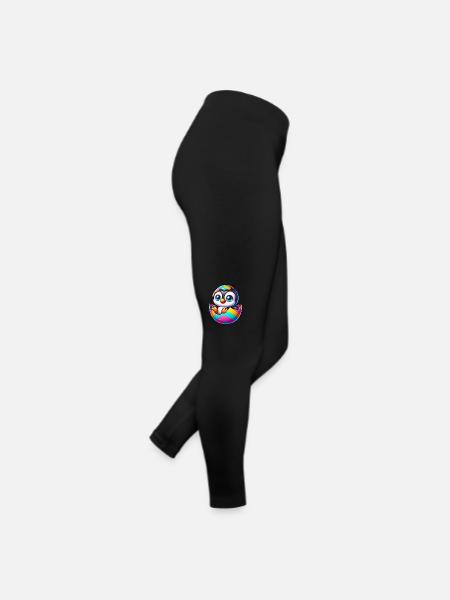 Mignon pingouin éclosion d’un œuf de Pâques coloré - Legging en jersey Femme - noir - Droite