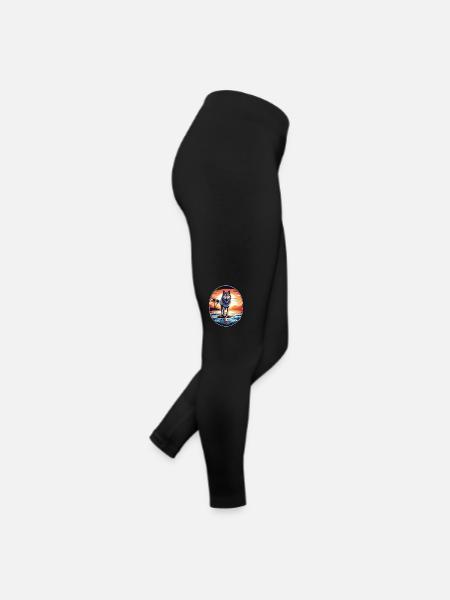 Wolf am Strand - Frauen Jersey Leggings - Schwarz - Rechts