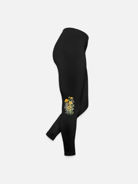 Wunderschönes Boho Blumen Herbarium Bouquet gelb - Frauen Jersey Leggings - Schwarz - Rechts