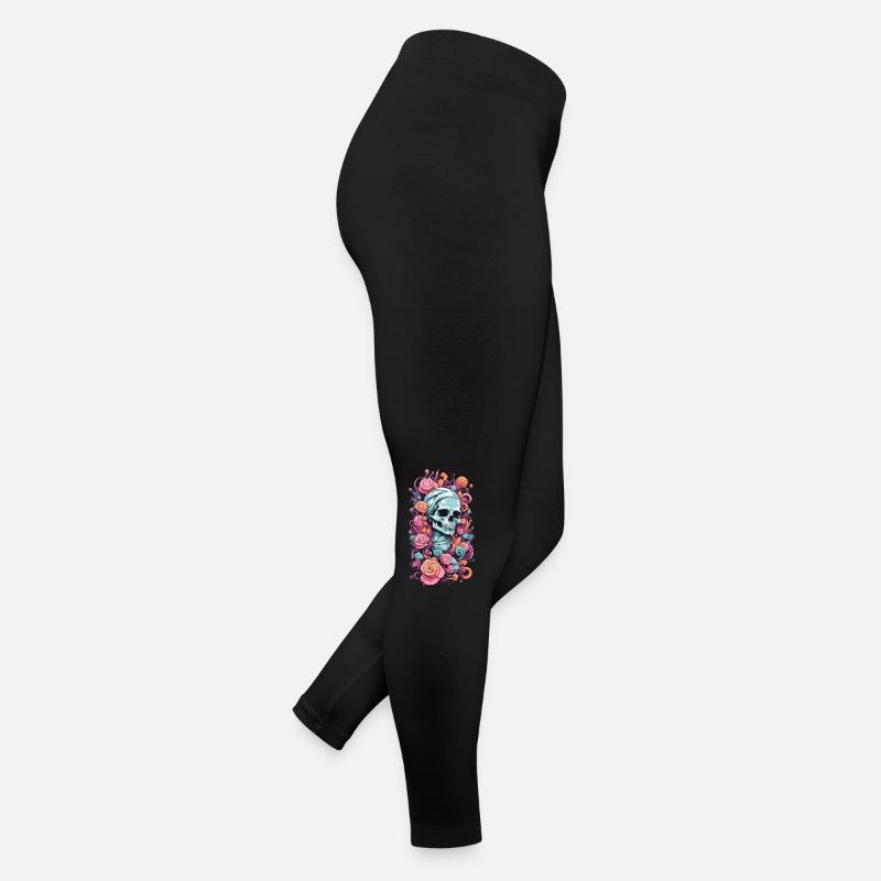 Pastel Goth Roses crâne occulte Weirdcore Design Legging en jersey Femme