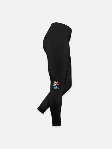 Süßer Dino T-Rex Erdbeere Fruchtiger Hut Skurril - Frauen Jersey Leggings - Schwarz - Rechts