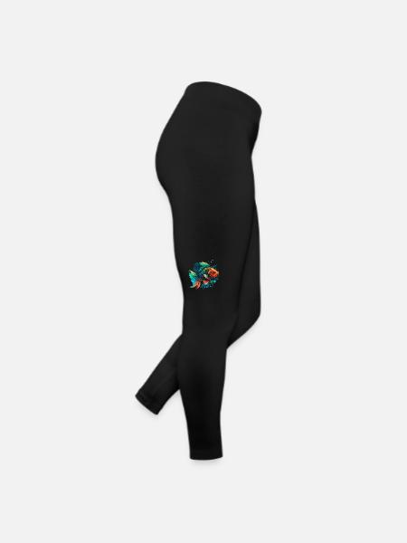 Rainbow Fish Illustration - Women’s Jersey Leggings - black - Right
