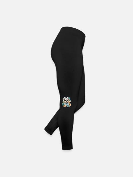 Lagotto Romagnolo Hund Niedlich mit Blumen - Frauen Jersey Leggings - Schwarz - Rechts