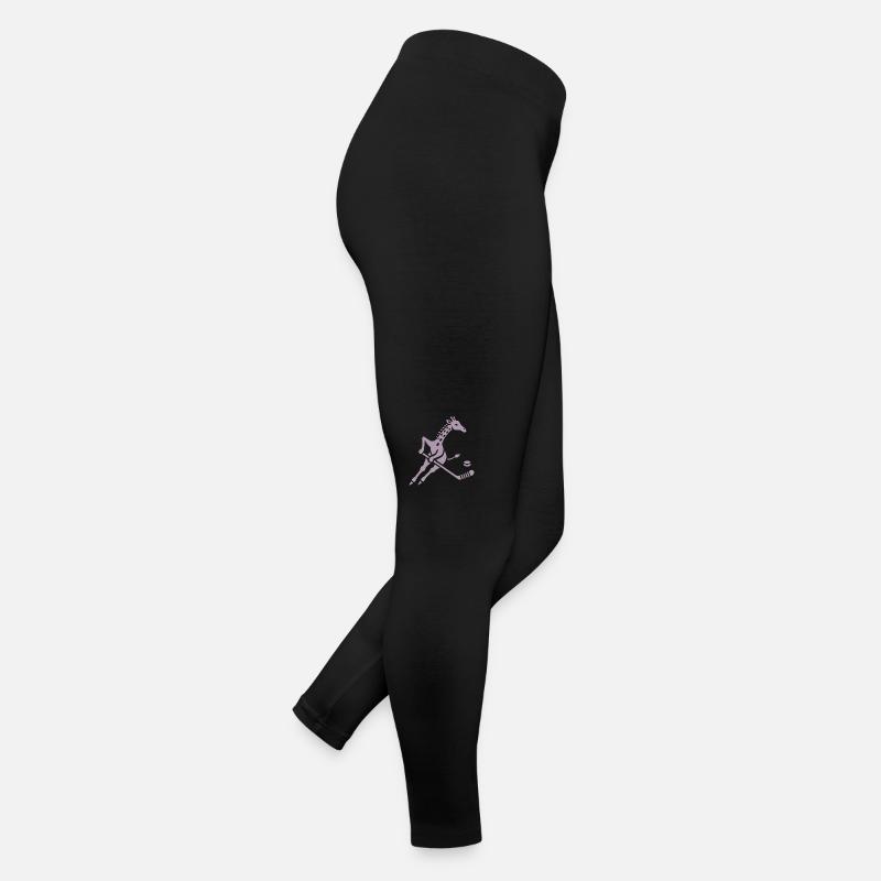 Giraffe Eishockeyspieler Silhouette Minimalistisch Frauen Jersey Leggings