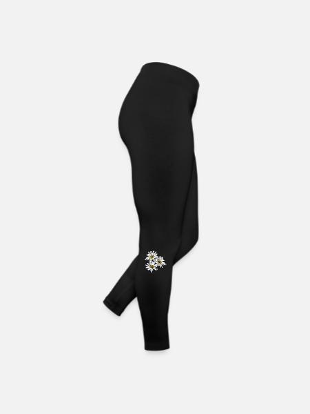 Flower White White Flower Flowers White White Flowers - Women’s Jersey Leggings - black - Right