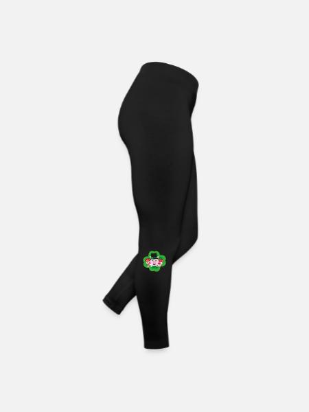 Glücksschwein mit Klee und Marienkäfer. - Frauen Jersey Leggings - Schwarz - Rechts