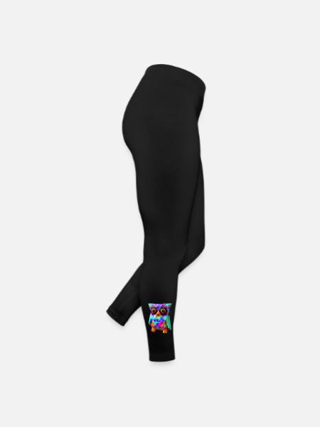 Hibou polygonal - Legging en jersey Femme - noir - Droite