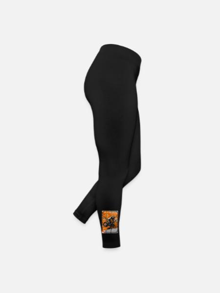 Motocross Abenteuer mit Feuer und Flammen. - Frauen Jersey Leggings - Schwarz - Rechts