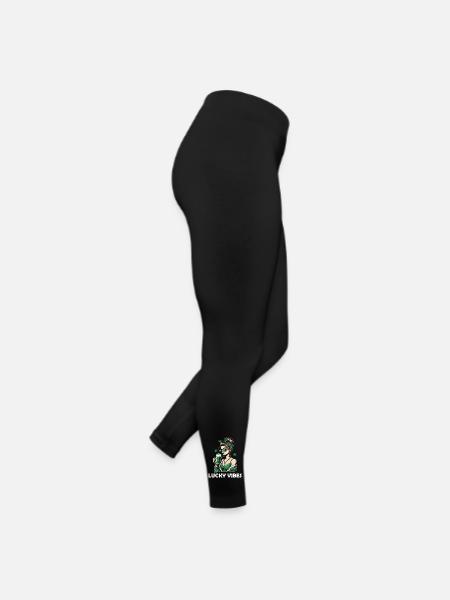 St. Patrick's Day Lucky Vibes Woman With Beer - Women’s Jersey Leggings - black - Right