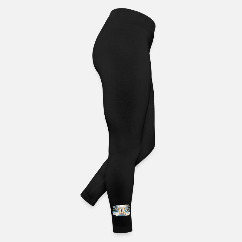 Happy Labrador in Winter Snow - Women’s Jersey Leggings - black
