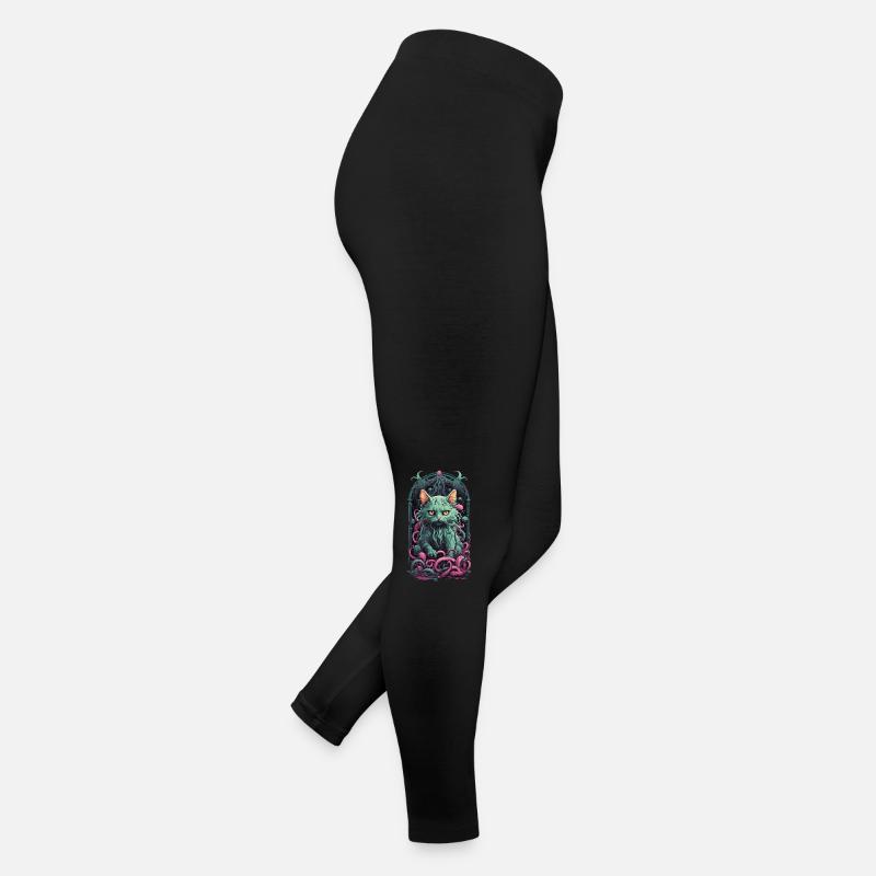 Katzen Dämon Unterwelt Okkult Halloween Design Frauen Jersey Leggings