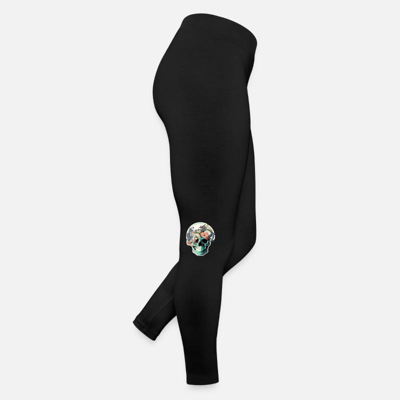 Menschlicher Schädel und Blumen 34 Frauen Jersey Leggings