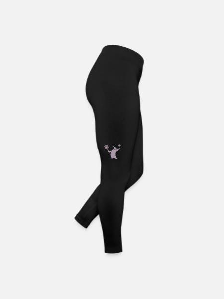 Pinguin Tennisspieler Silhouette Minimalistisch - Frauen Jersey Leggings - Schwarz - Rechts
