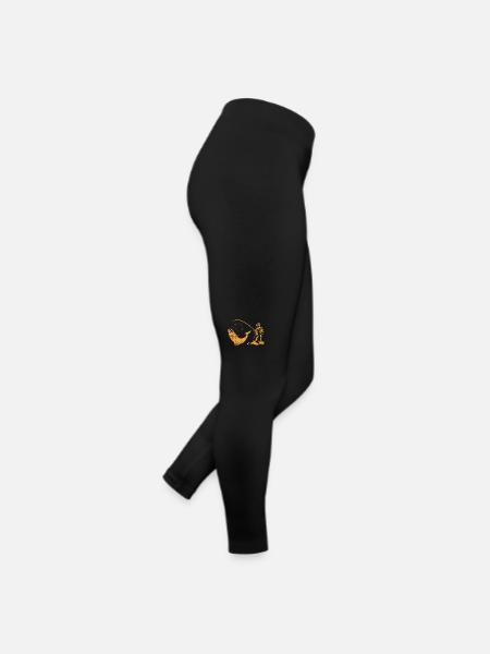 Angler Silhouette mit Angelrute und Forelle - Frauen Jersey Leggings - Schwarz - Rechts