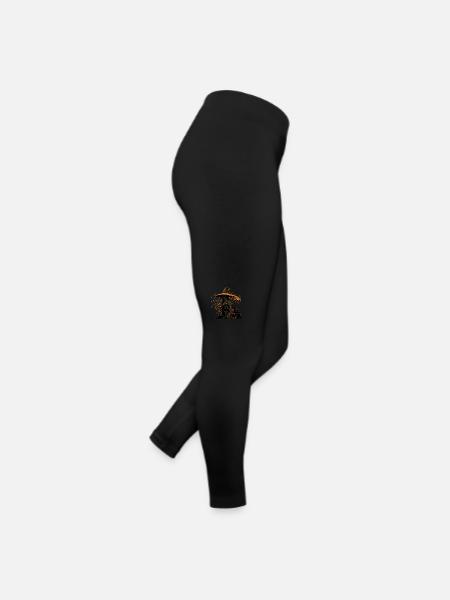 Hexen-Silhouettenprofil mit orangefarbener Umrandung, - Frauen Jersey Leggings - Schwarz - Rechts
