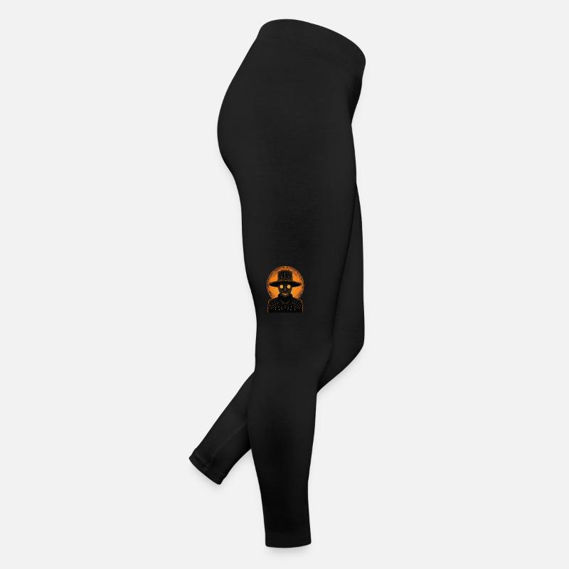 Ein orangefarbenes Skelett mit Hut Frauen Jersey Leggings