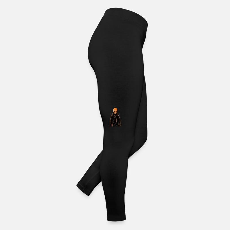 An Orange Skeleton wearing a coat Women’s Jersey Leggings