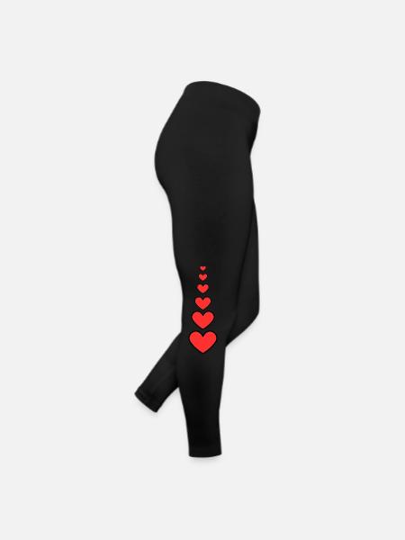 Coeurs rouge - Legging en jersey Femme - noir - Droite