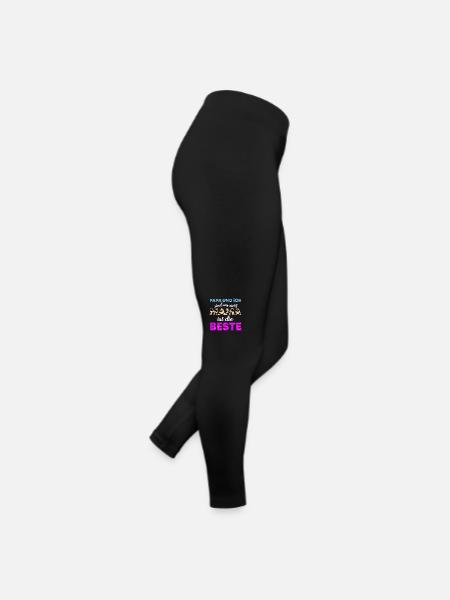 Papa und ich sind uns einig. Mama ist die Beste. - Frauen Jersey Leggings - Schwarz - Rechts