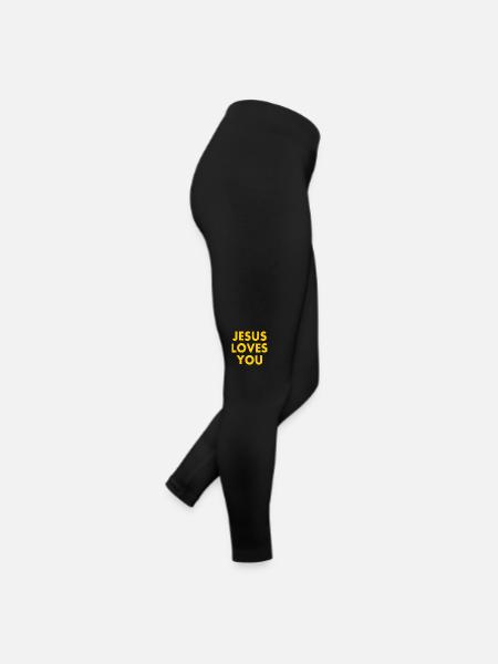 Jesus loves you - Frauen Jersey Leggings - Schwarz - Rechts