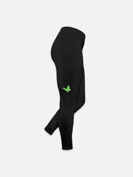 Schmetterling grün - Frauen Jersey Leggings - Schwarz - Rechts