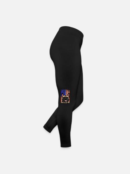 American USA Flag Dog Lovers French Bulldog - Frauen Jersey Leggings - Schwarz - Rechts