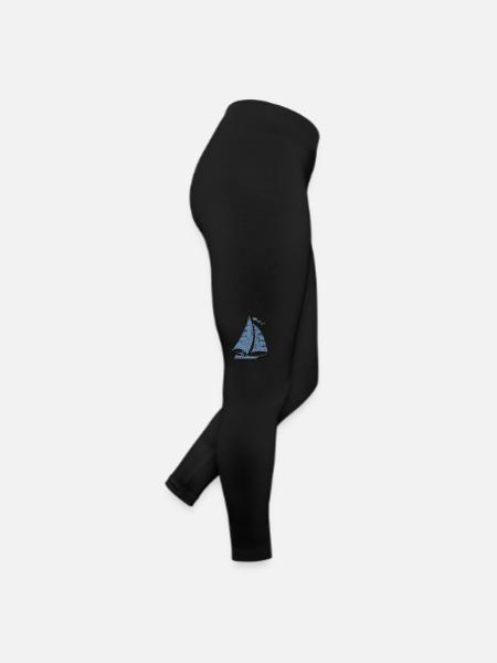 Minimalistisches Segelboot Segeln Segelyacht Meer - Frauen Jersey Leggings - Schwarz - Rechts
