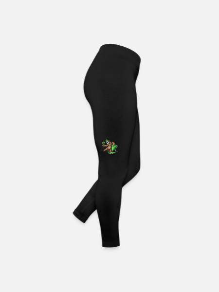 St. Patrick's Day Pinguin mit Kleeblatt und - Frauen Jersey Leggings - Schwarz - Rechts