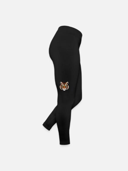 Portrait de tigre aux yeux verts - Tête de chat sauvage I - Legging en jersey Femme - noir - Droite