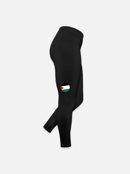 Drapeau de la Palestine rond _ Flag round in shape - Legging en jersey Femme - noir - Droite