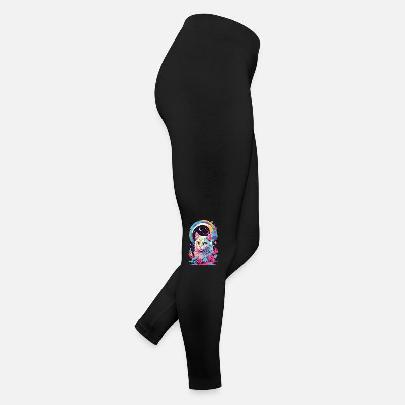 Chat Goth pastel magique la nuit avec des Roses Legging en jersey Femme