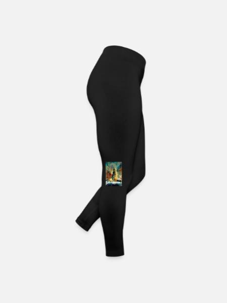 Aquarelle Ville de Noël - Legging en jersey Femme - noir - Droite