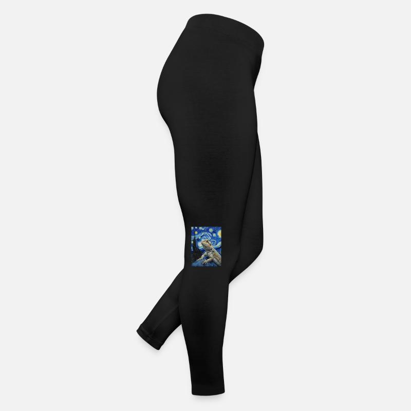 Bartagamen, echsen, van gogh, sternennacht Frauen Jersey Leggings