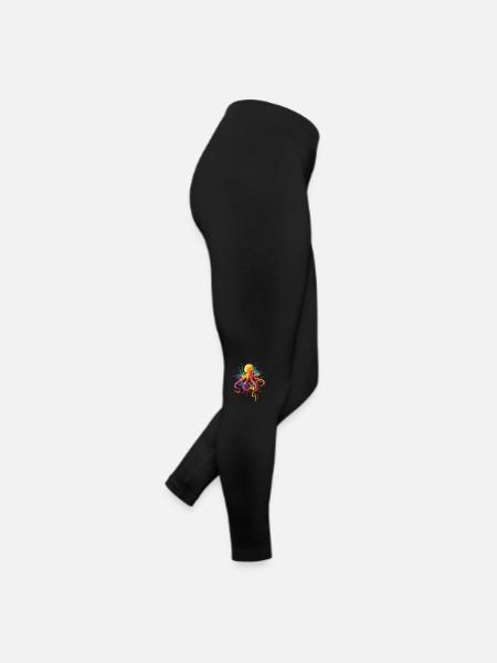 Oktopus Kraken Pop Art Bunt Farbe - Frauen Jersey Leggings - Schwarz - Rechts