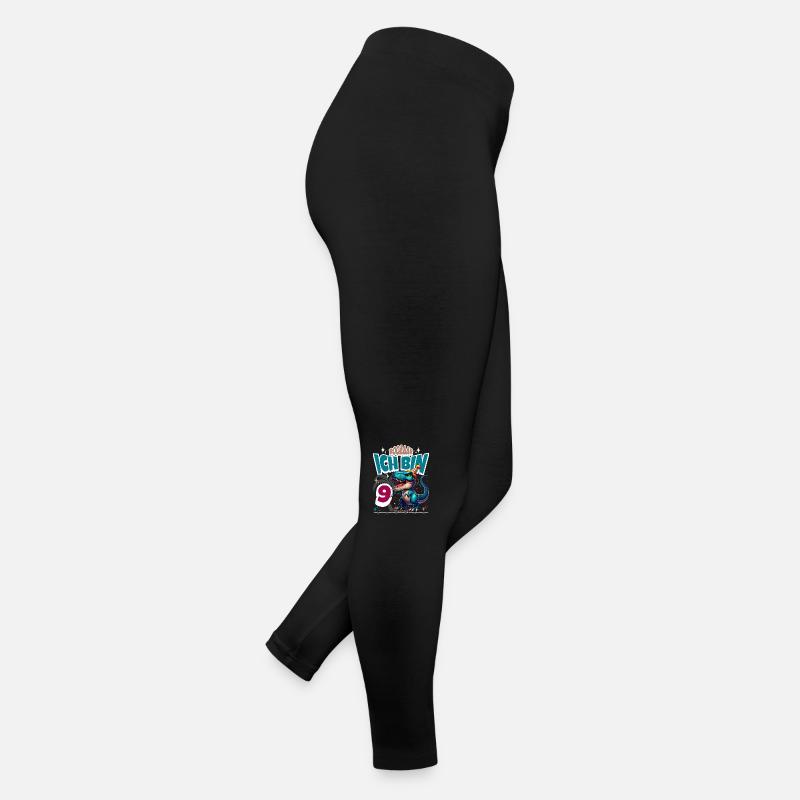 T Rex Dinosaurier 9. Geburtstag Kindergeburtstag Frauen Jersey Leggings