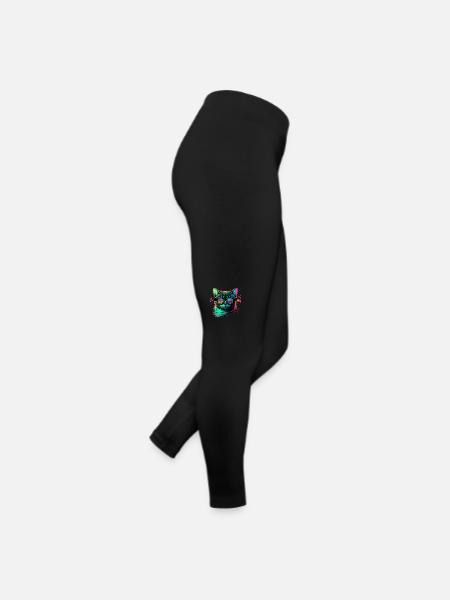 Rave Katze - Frauen Jersey Leggings - Schwarz - Rechts