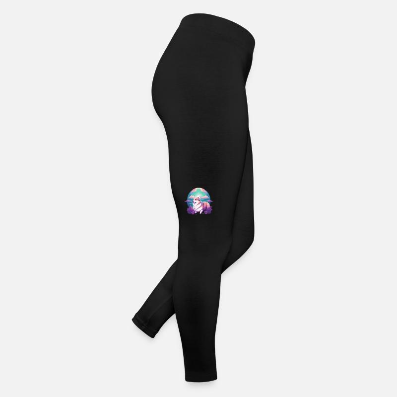 Corgi avec Illustration de fleurs Legging en jersey Femme