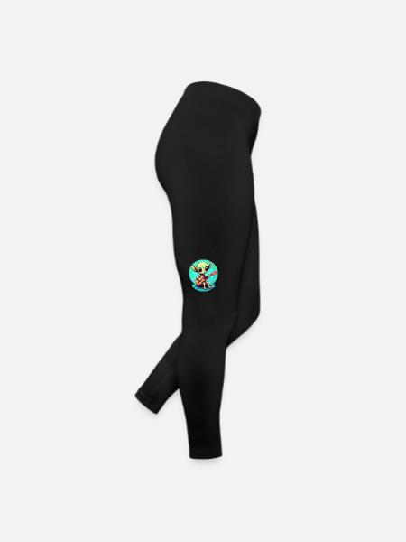 Süßer Alien spielt Gitarre im Sonnenuntergang - Frauen Jersey Leggings - Schwarz - Rechts