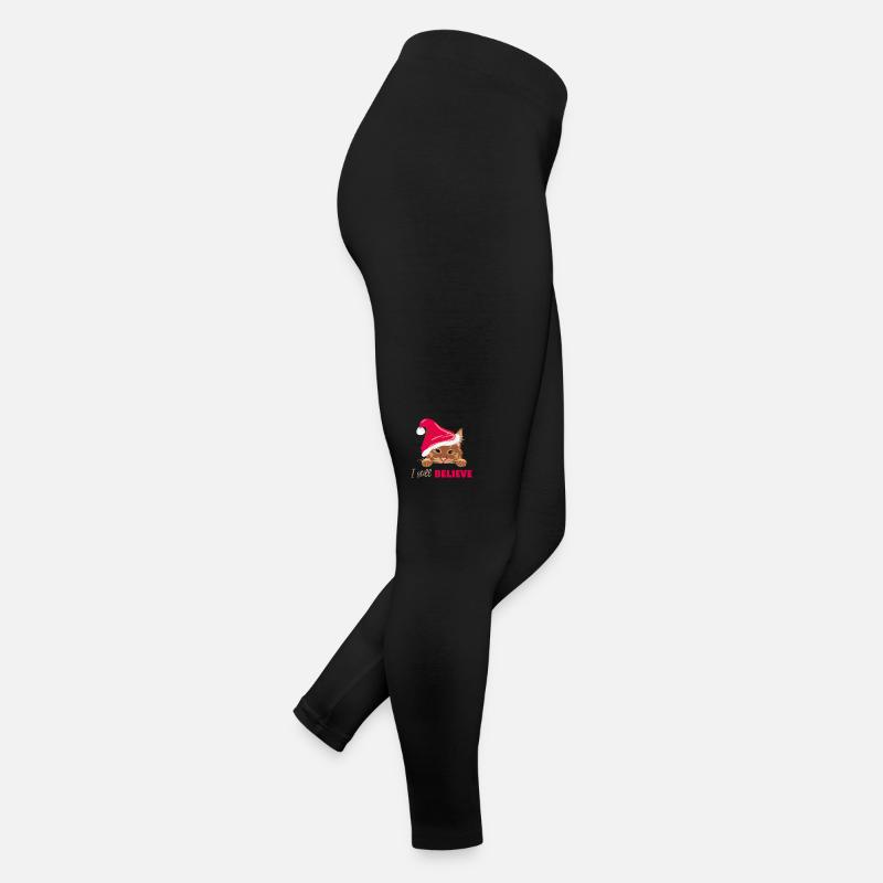 Mignon chat roux en chapeau de Père Noël Legging en jersey Femme