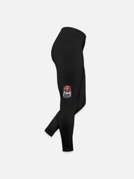 Coole Faultier - Frauen Jersey Leggings - Schwarz - Rechts