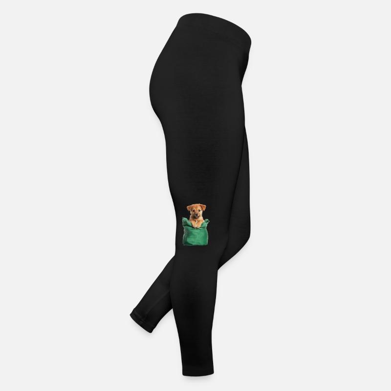 Chiot mignon dans un sac vert Legging en jersey Femme