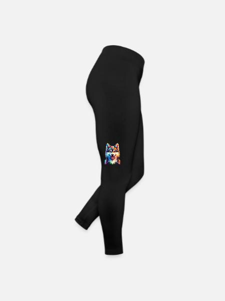 Loup polygonal - Legging en jersey Femme - noir - Droite